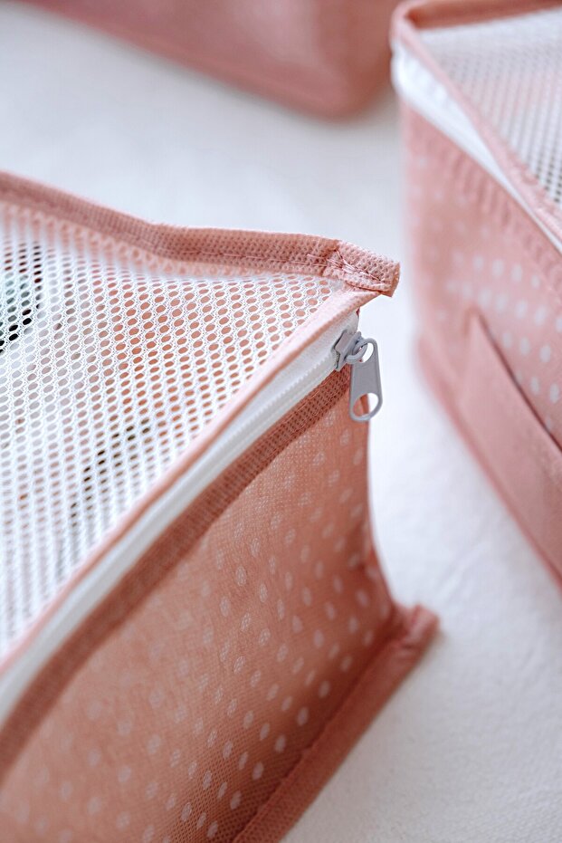 NOYAMIO® 6'lı Bebek Hastane Çıkış ve Seyahat Çanta Düzenleyici Set | Pembe Puantiyeli