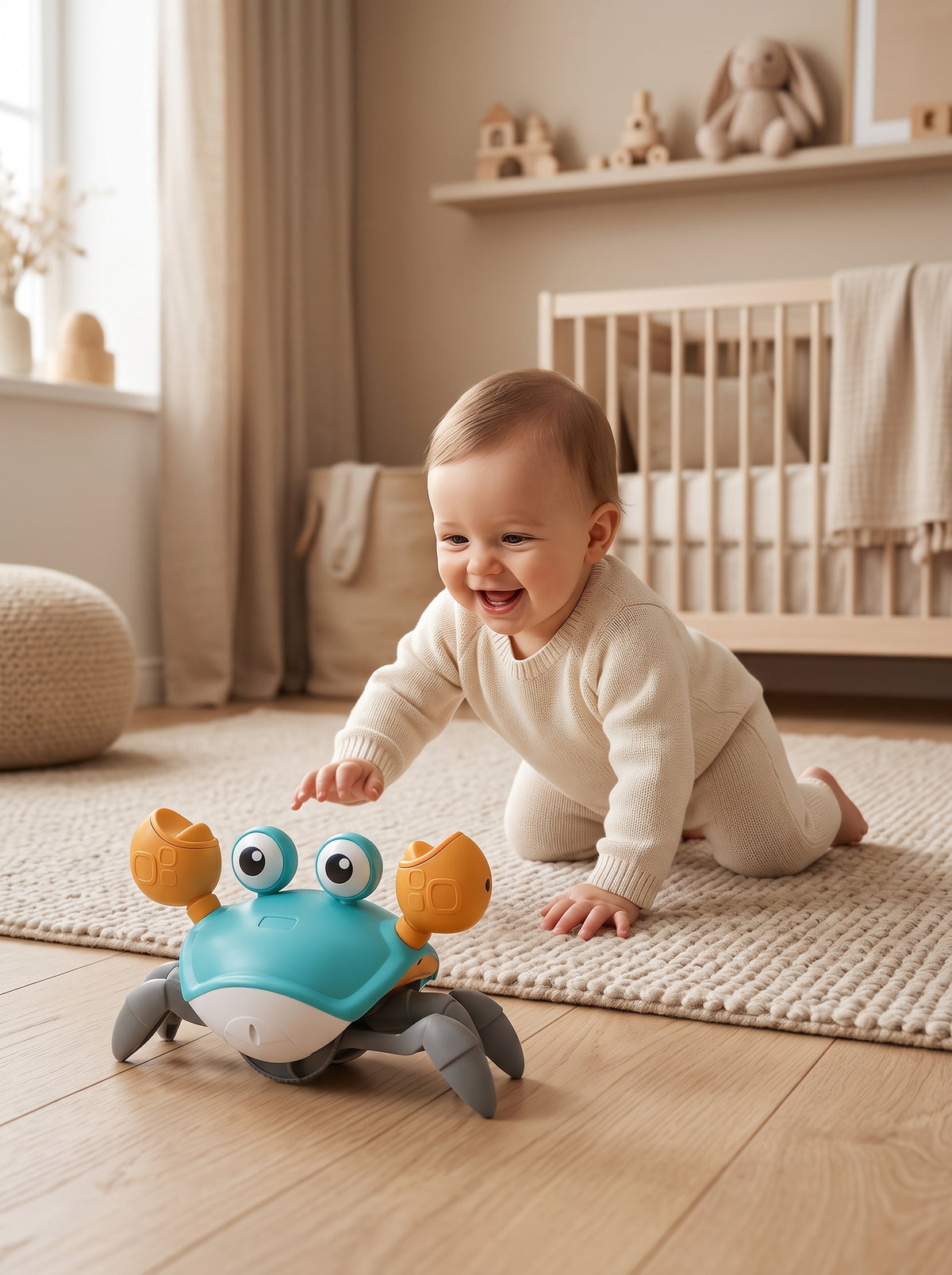 NOYAMIO® Akıllı Sensörlü ve Şarj Edilebilir Emekleme Yengeç Oyuncak - Turkuaz