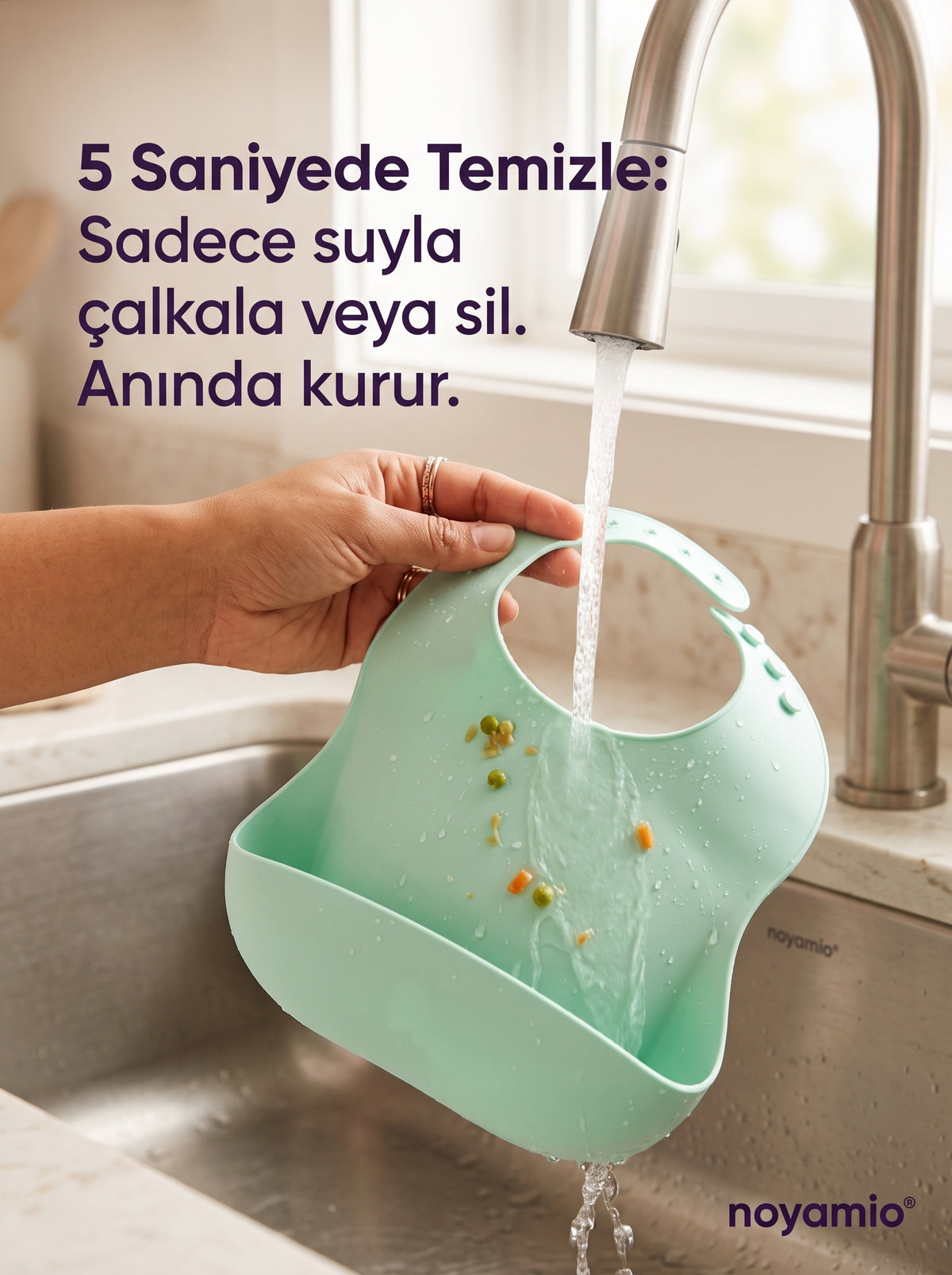 NOYAMIO® Silikon Önlük | Mint Yeşil