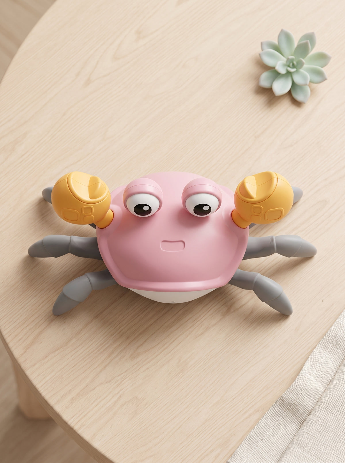 NOYAMIO® Akıllı Sensörlü ve Şarj Edilebilir Eğlenceli Emekleme Yengeç Oyuncak 🦀✨ - Pembe