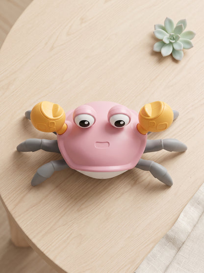 NOYAMIO® Akıllı Sensörlü ve Şarj Edilebilir Eğlenceli Emekleme Yengeç Oyuncak 🦀✨ - Pembe