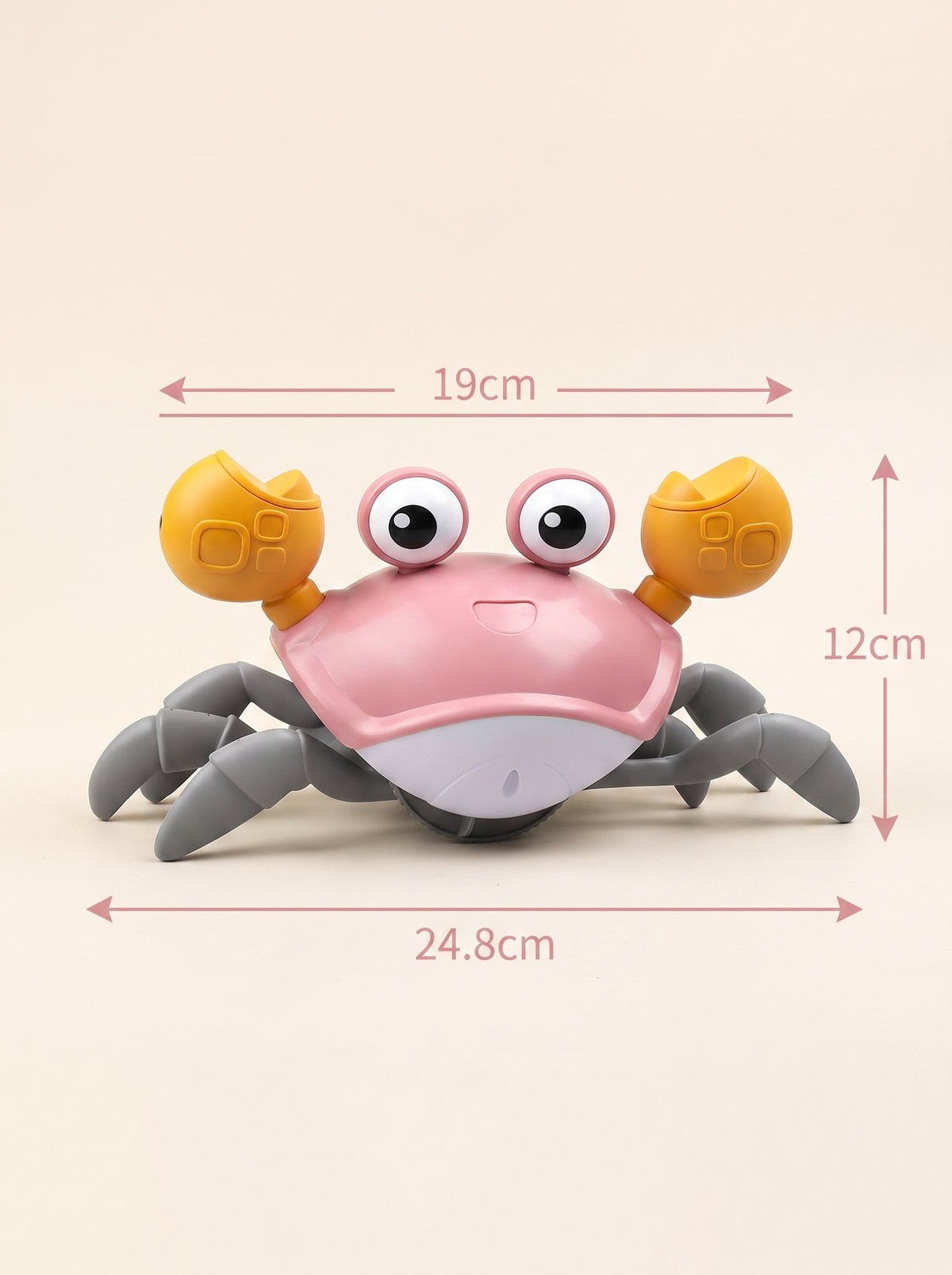 NOYAMIO® Akıllı Sensörlü ve Şarj Edilebilir Eğlenceli Emekleme Yengeç Oyuncak 🦀✨ - Pembe