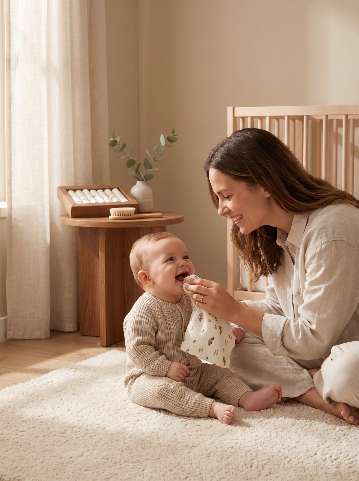 NOYAMIO® %100 Organik Pamuklu 'BEEP BEEP' Desenli 7'li Bebek Ağız ve Bakım Mendili Seti