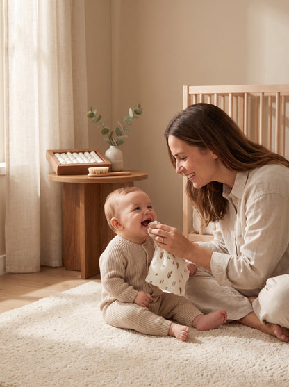 NOYAMIO® %100 Organik Pamuklu 'BEEP BEEP' Desenli 7'li Bebek Ağız ve Bakım Mendili Seti