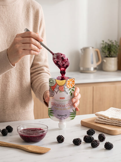 NOYAMIO® 6'lı Bulaşık Makinesinde Yıkanabilir Çift Kilitli Bebek Mama ve Gıda Poşeti Seti (150 ml)