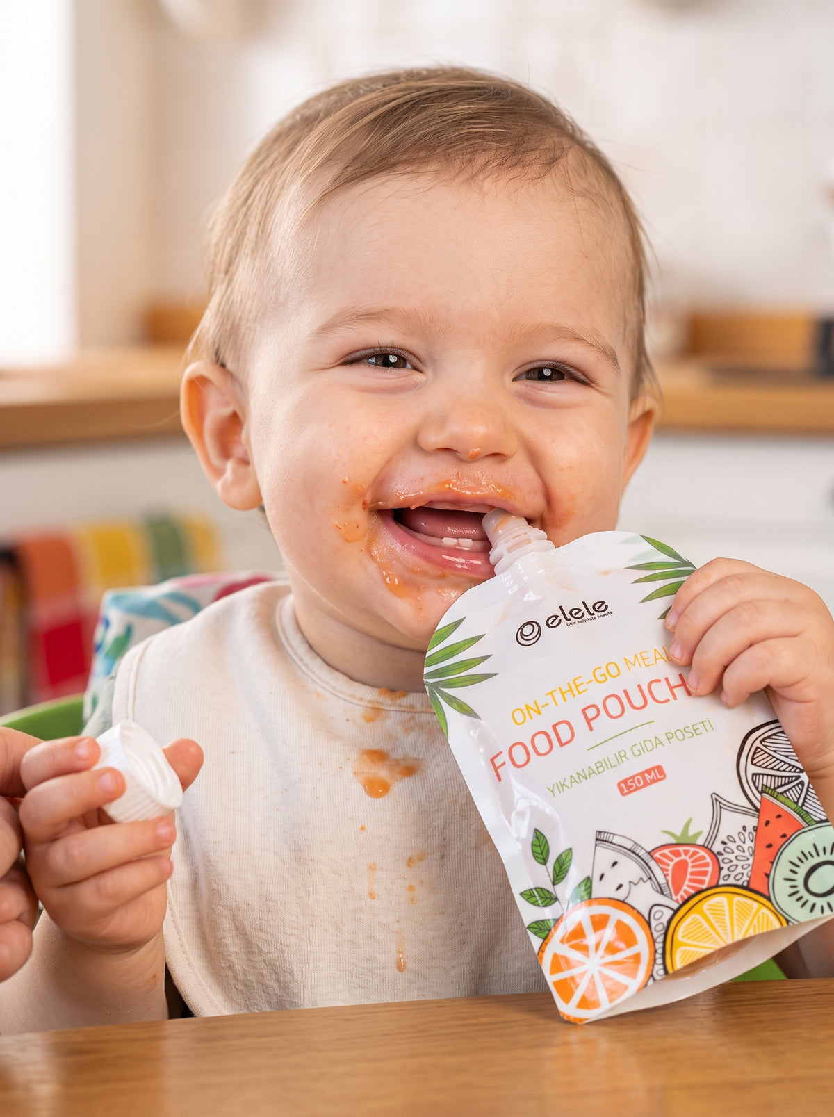 NOYAMIO® 6'lı Bulaşık Makinesinde Yıkanabilir Çift Kilitli Bebek Mama ve Gıda Poşeti Seti (150 ml)