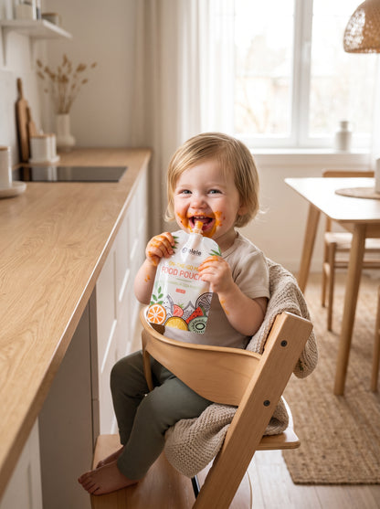 NOYAMIO® 6'lı Bulaşık Makinesinde Yıkanabilir Çift Kilitli Bebek Mama ve Gıda Poşeti Seti (150 ml)