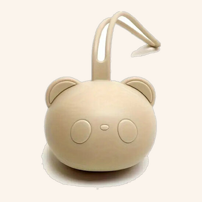 NOYAMIO® Silikon Emzik Kutusu | Panda Figürlü — Toz Bej